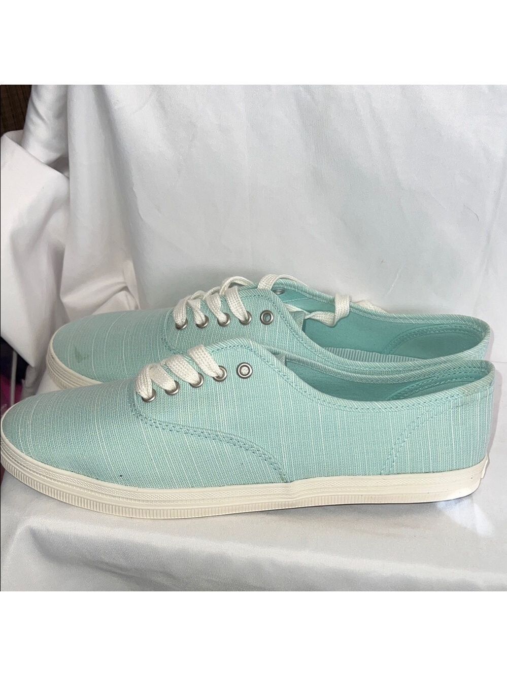 Women's Light Green Canvas Sneakers - Picture 6 of 15